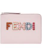 Fendi Flat Logo Clutch - Pink & Purple