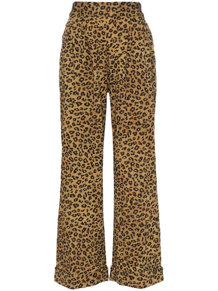 Mara Hoffman Caressa Leopard Print High Waisted Wide Leg Trousers -