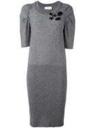 Sonia Rykiel Patch Detail Knit Dress, Women's, Size: Medium, Grey, Polyester/cashmere/virgin Wool