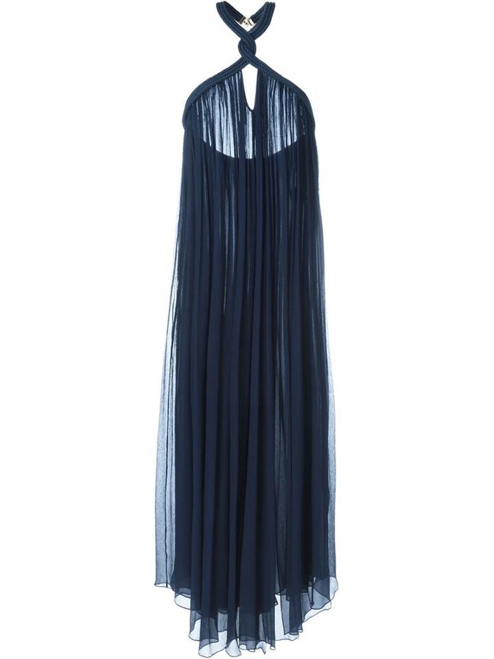 Jay Ahr Rope Detail Halterneck Dress, Women's, Size: 38, Blue, Silk/nylon