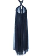 Jay Ahr Rope Detail Halterneck Dress, Women's, Size: 38, Blue, Silk/nylon