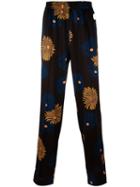 Msgm Floral Print Trousers, Men's, Size: 46, Black, Polyester/spandex/elastane/polyamide