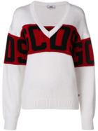 Gcds Logo V-neck Sweater - White