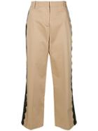 Pinko Cropped Trousers With A Side Lace Trim - Brown