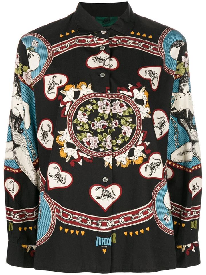 Jean Paul Gaultier Vintage Hearts & Skull Print Shirt - Black