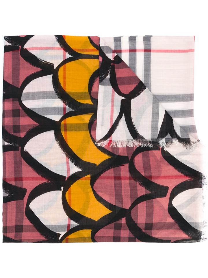 Burberry - Decorative Check Scarf - Women - Silk/wool - One Size, Pink, Silk/wool