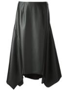 Cédric Charlier Asymmetric Panelled Skirt, Women's, Size: 42, Black, Polyester/polyurethane