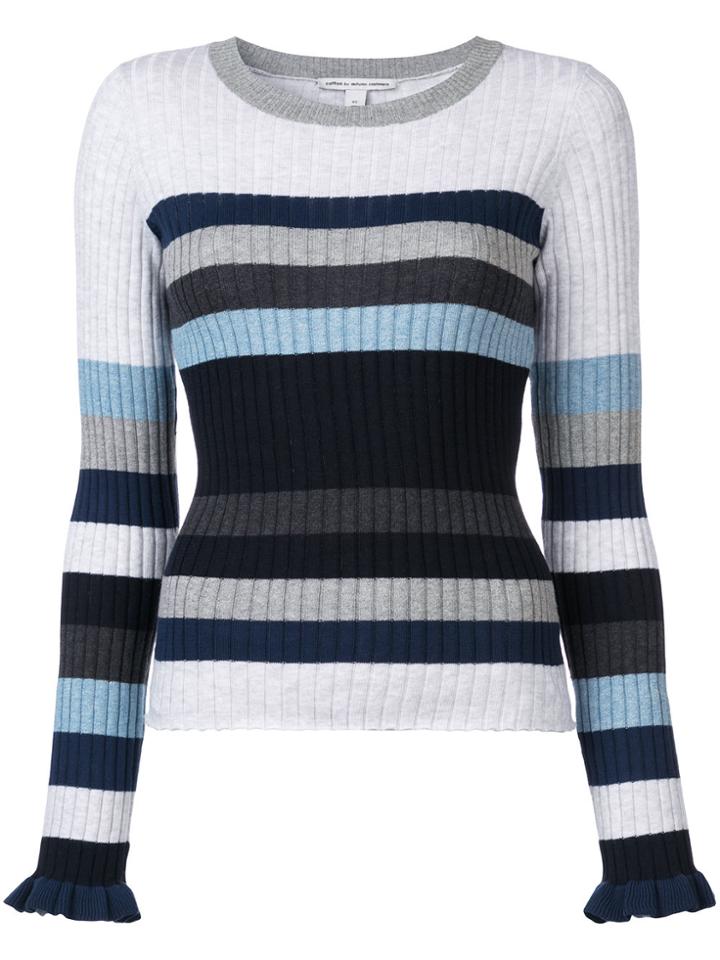 Autumn Cashmere Striped Rib Knit Sweater - Blue