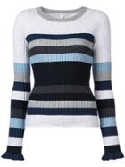 Autumn Cashmere Striped Rib Knit Sweater - Blue