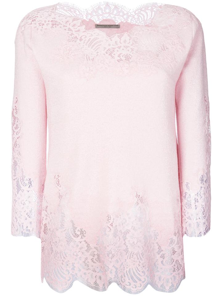 Ermanno Scervino Lace Trim Sweatshirt - Pink & Purple
