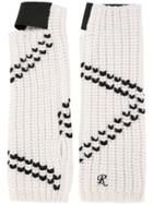 Raf Simons Contrast Knitted Gloves - White