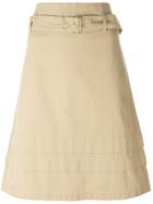Romeo Gigli Vintage Belted A-line Skirt - Nude & Neutrals