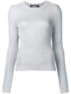 Jeremy Scott Metallic Ribbed Jumper, Women's, Size: 44, Grey, Rayon/polyester