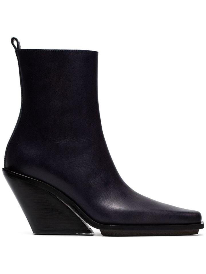 Ann Demeulemeester Purple 100 Leather Wedge Ankle Boots