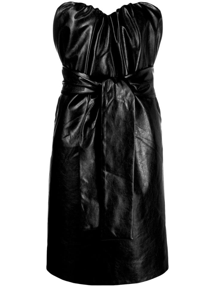 Msgm Gathered Strapless Dress - Black