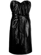 Msgm Gathered Strapless Dress - Black