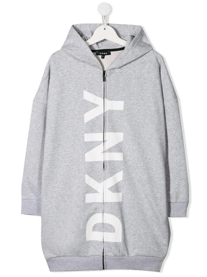 Dkny Kids Long-line Hoodie - Grey