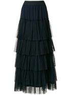 Twin-set Long Tulle Ruffled Skirt - Blue