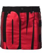 Givenchy Love Denim Mini Skirt, Women's, Size: 36, Red, Cotton/spandex/elastane