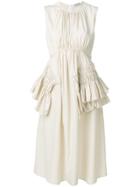 Jil Sander Frill Ruched Dress - Nude & Neutrals