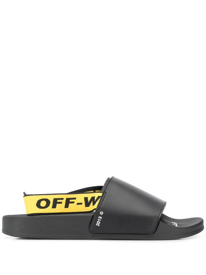 Off-white Slingback Strap Slides - Black