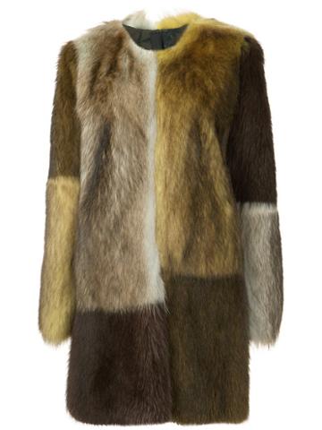 Vera Wang Colour Block Fur Coat, Women's, Size: 2, Racoon Fur