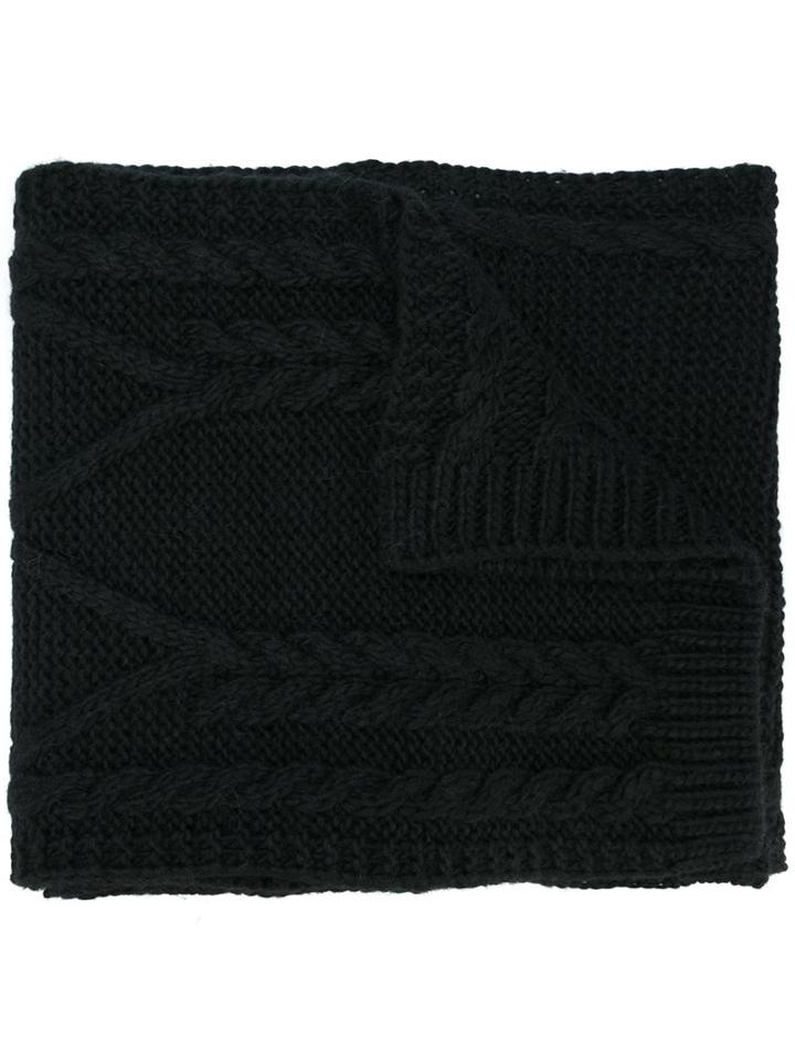 Moncler Cable Knit Scarf, Women's, Black, Acrylic/wool/alpaca