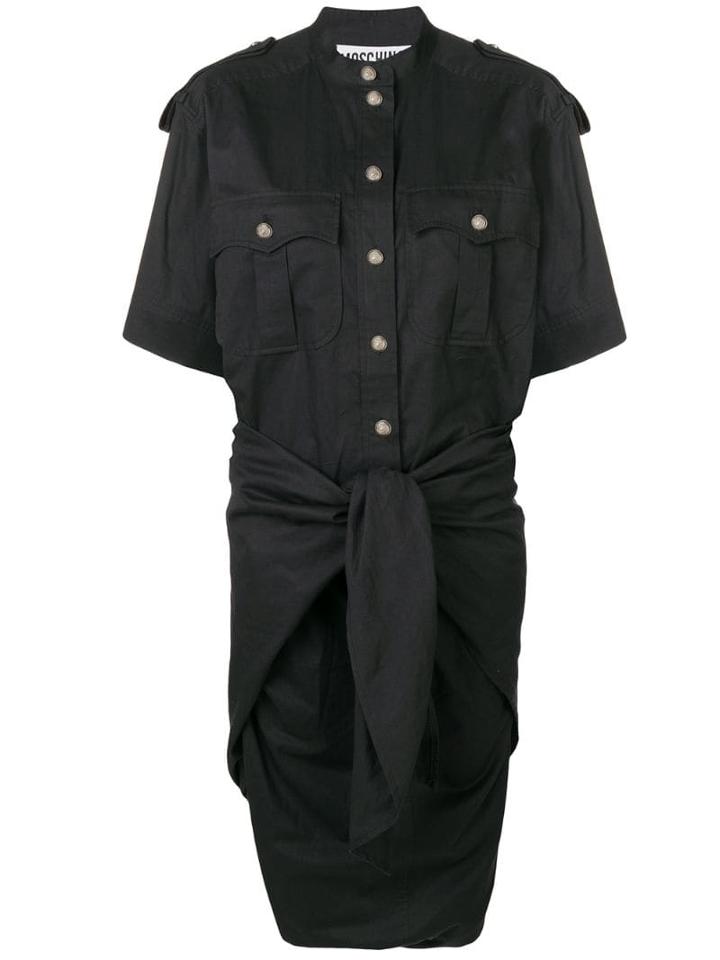 Moschino Pre-owned 1990's Tied Waist Shirt Dress - Black