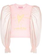 Viktor & Rolf Heart-embroidered Lace Top - Pink