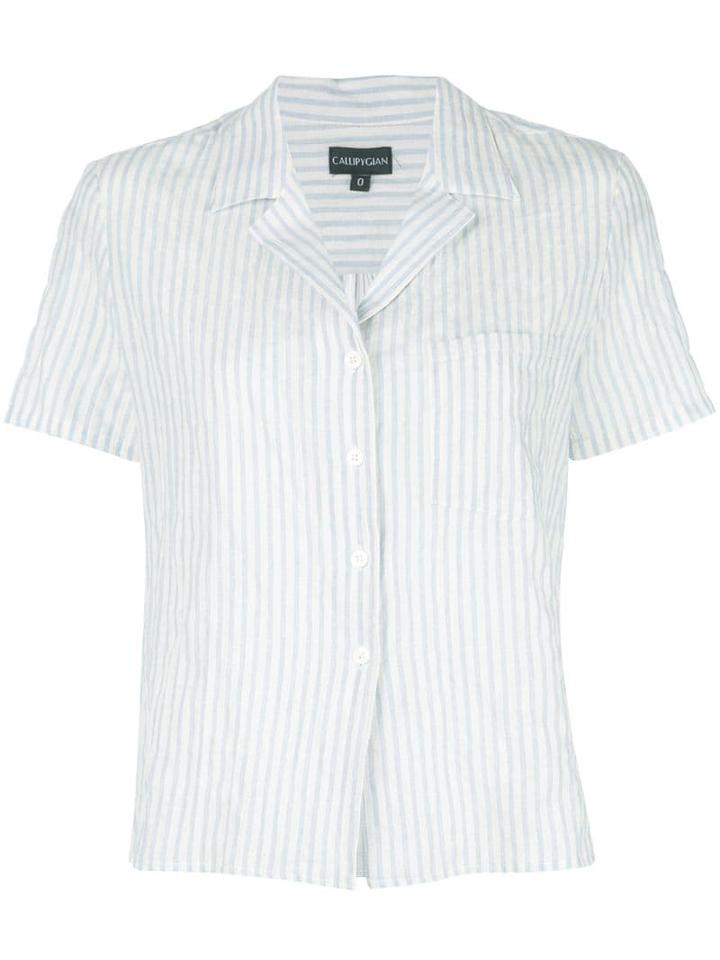Callipygian Short-sleeve Striped Shirt - Blue
