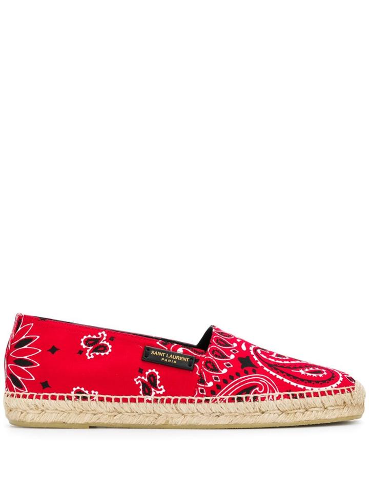 Saint Laurent Paisley Print Espadrilles - Red
