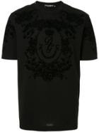 Dolce & Gabbana Flocked Dg Floral Print T-shirt - Black