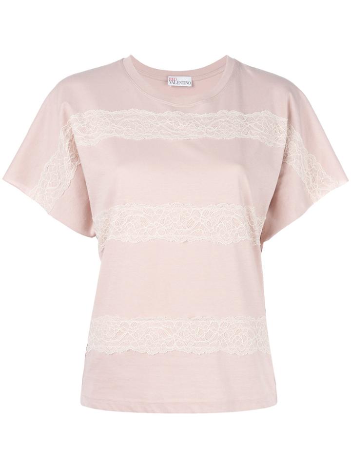 Red Valentino Lace-up Detailing T-shirt - Pink & Purple