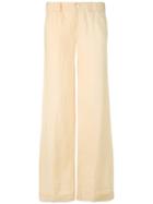 Ralph Lauren - Wide Leg Trousers - Women - Linen/flax - 4, Yellow/orange, Linen/flax