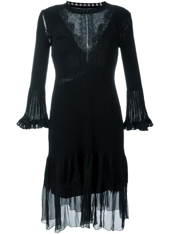 Alberta Ferretti Lace Insert Ribbed Dress