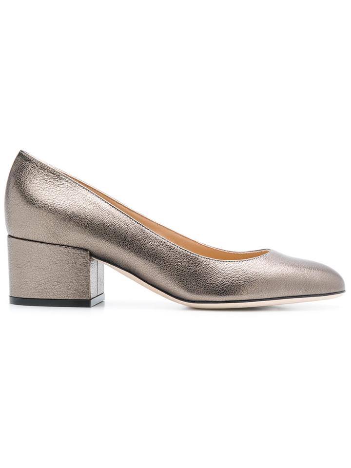 Sergio Rossi Chunky Heel Metallic Pumps
