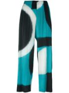 Pleats Please By Issey Miyake Abstract Pattern Cropped Trousers, Women's, Size: 2, Black, Polyester