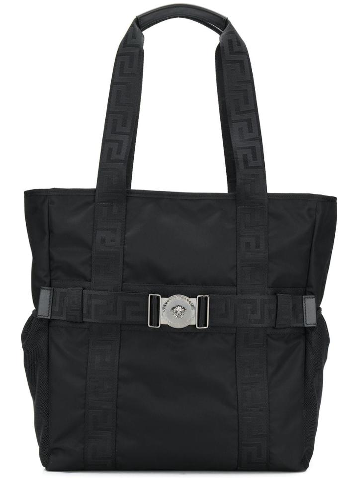 Versace Greca Ribbon Tote Bag - Black