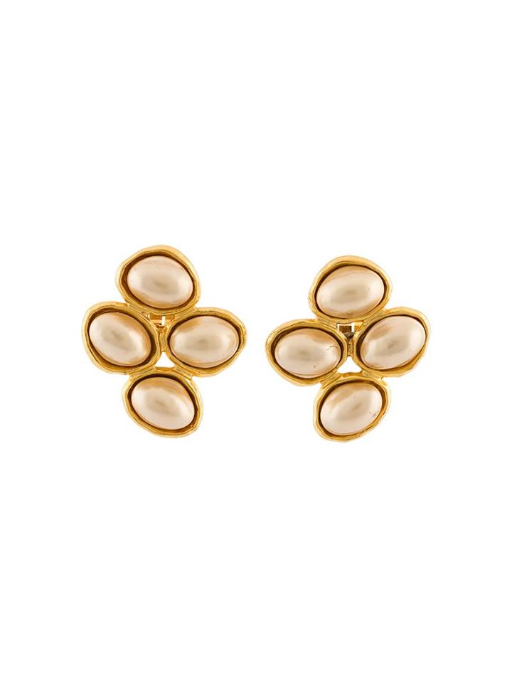 Chanel Vintage Pearl Cluster Clip-on Earrings, Women's, White