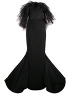 Christian Siriano Ruffled Tulle Detail Gown - Black