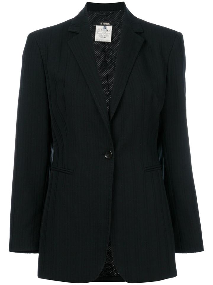 Gianfranco Ferre Vintage Striped Detail Blazer - Black