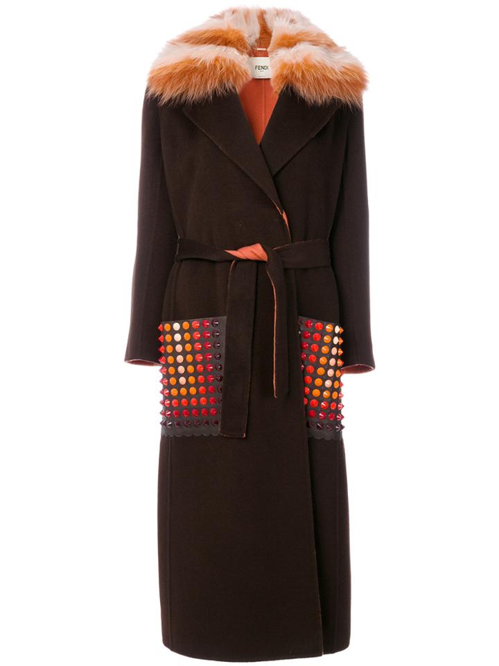 Fendi Single Breasted Coat - Brown