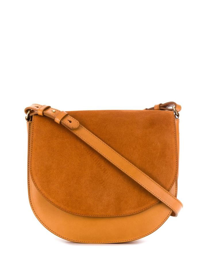 Closed Flap Crossbody Bag - Brown