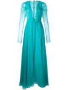 Daniele Carlotta Sheer Ruffled Maxi Dress, Women's, Size: 44, Blue, Silk