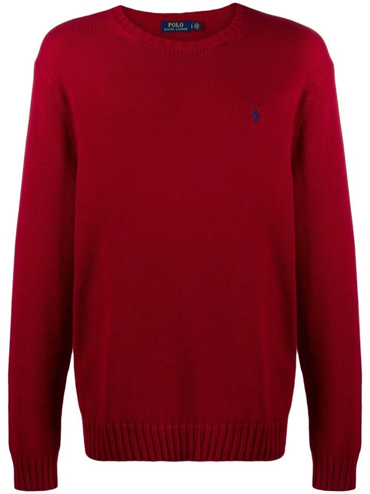 Polo Ralph Lauren Cable Knit Logo Sweater - Red