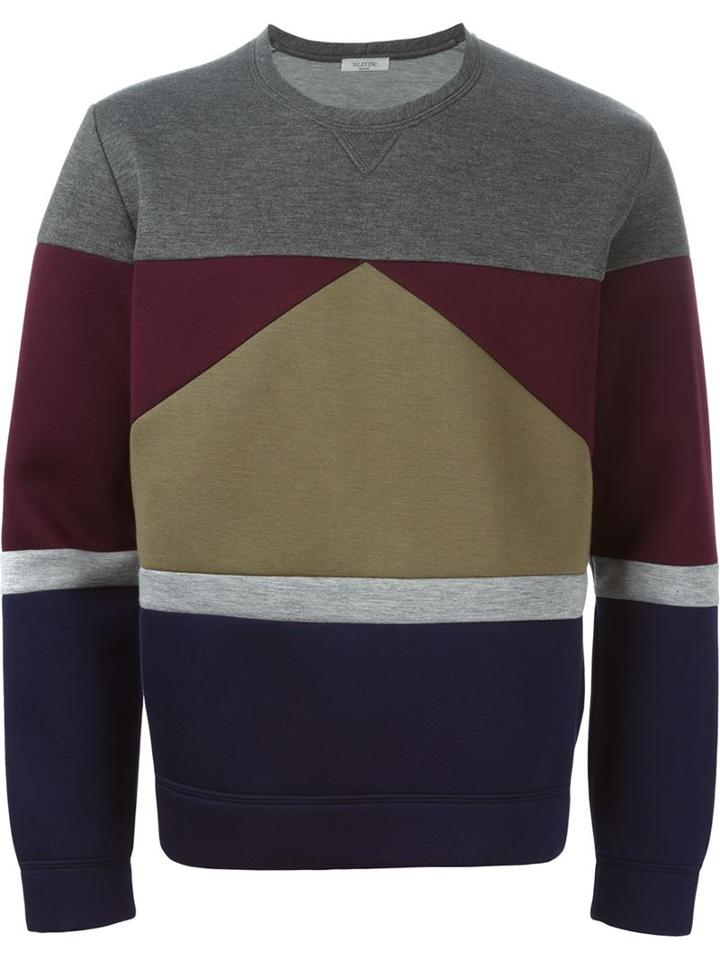 Valentino Panelled Sweatshirt, Men's, Size: Medium, Grey, Polyurethane/modal