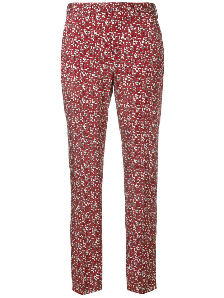 Pt01 Sophie Abstract Print Trousers - Red