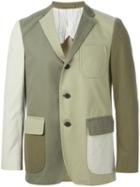 Wooster + Lardini Colour Block Blazer, Men's, Size: 52, Green, Cotton/acetate