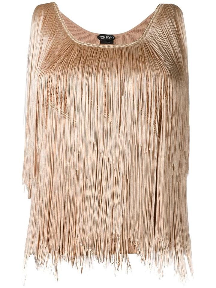 Tom Ford - Fringed Top - Women - Polyester/acetate/viscose - M, Pink/purple, Polyester/acetate/viscose