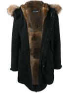 Yves Salomon Homme Fur Trim Parka, Men's, Size: 44, Black, Rabbit Fur/acrylic/polyester/racoon Fur